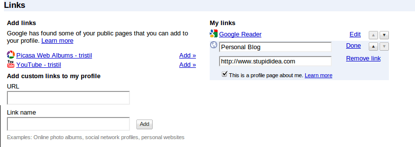 Add Link to Google Profile
